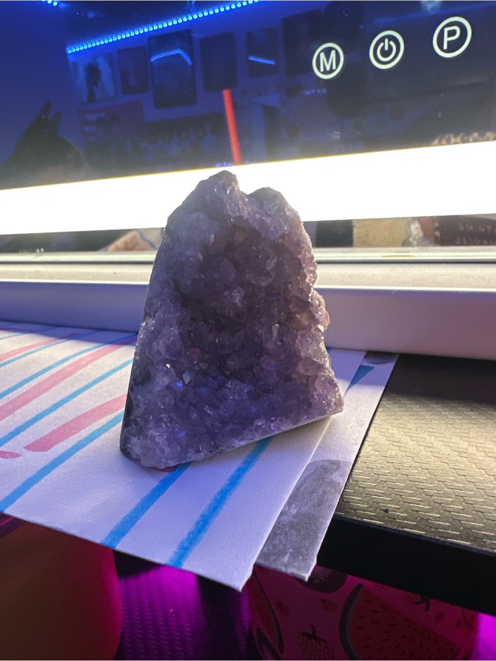 Amethyst Crystal Geode Home Accent - Purple Decorative Stone